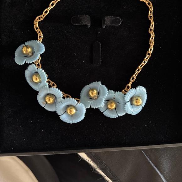 Vintage 1950s Light Blue Floral Necklace 16” length - Picture 1 of 7